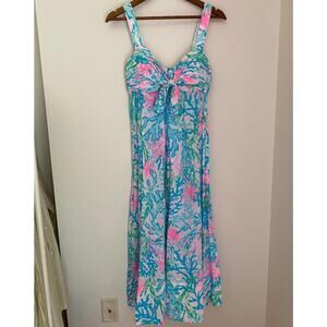 Lilly Pulitzer Sabrinah Midi Maxi Dress Coral Bay Multi $248 EUC Sleeveless 2